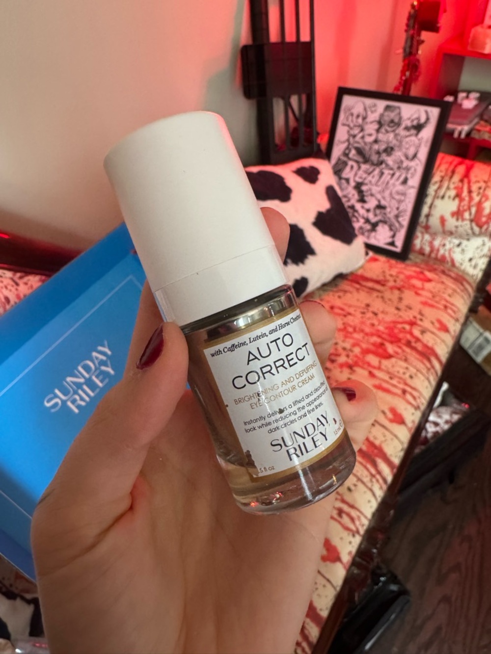 Sunday Riley Auto Correct Eye Cream — White Cap with Clear Bottle